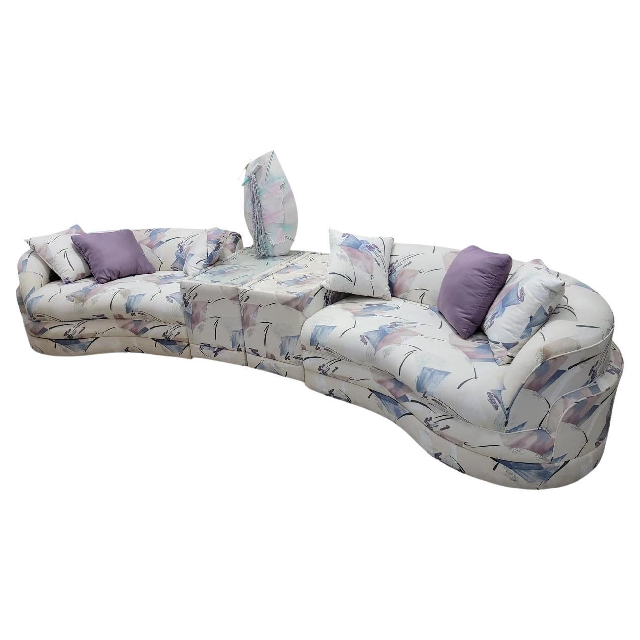 Vintage Postmodern Sectional Sofa with 2 Side Tables, Set of 3
