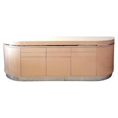 Vintage Postmodern Lacquer Demilune Sideboard by J Wade Beam, Brueton USA, 1980s