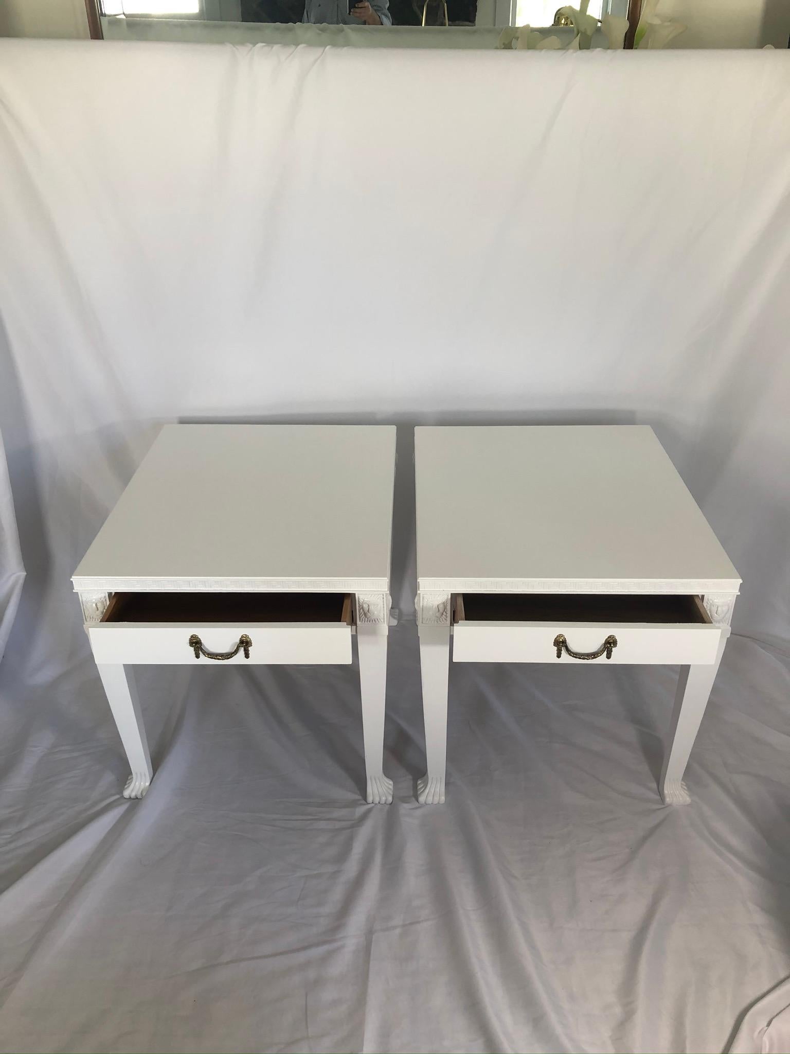 Vintage Postmodern Lacquered Neoclassical Side Tables John Dickinson Style, a P For Sale 5