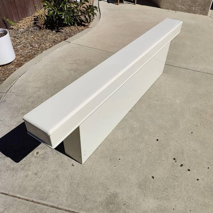 Now available is a freestanding white lacquered Cal King headboard! Measures approximately 95.5W x 9D x 26.75T. Inner dimensions is 74W.. 

Very good condition with very light surface scratches, typical of age and use. Nothing broken.

 

