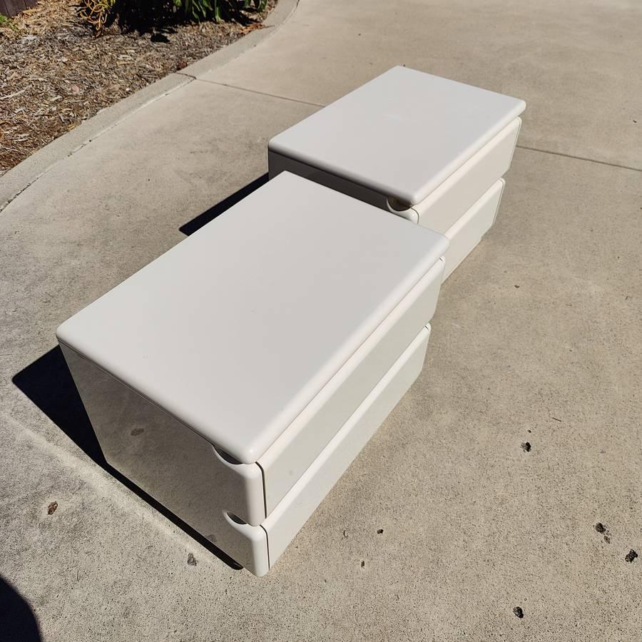 Vintage Postmodern Lacquered Rougier Nightstands In Good Condition In Chino Hills, CA