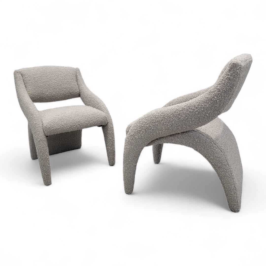 Vintage Postmodern Lounge Chairs by Carson Furniture Newly Upholstered in Boucle 3