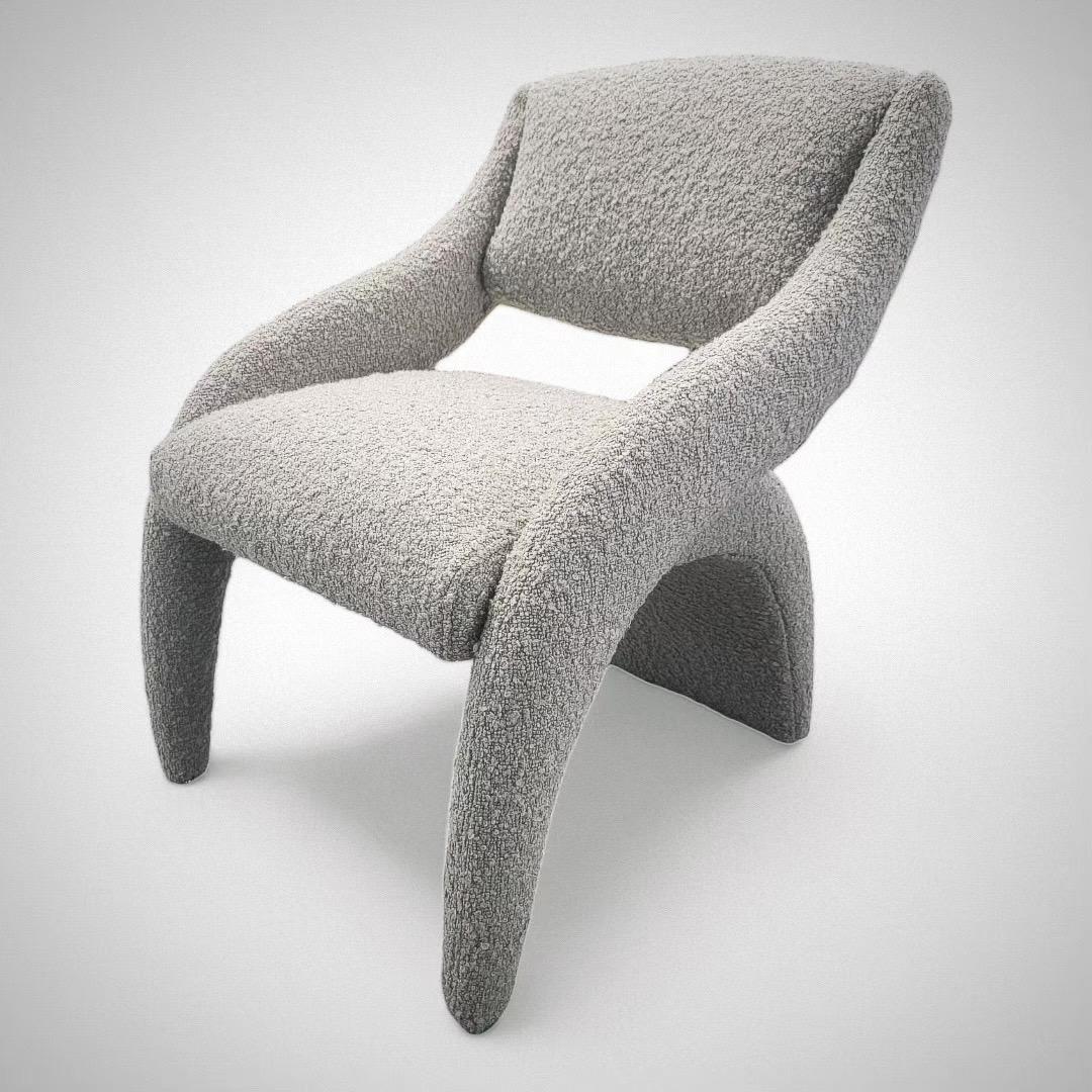 Post-Modern Vintage Postmodern Lounge Chairs by Carson Furniture Newly Upholstered in Boucle