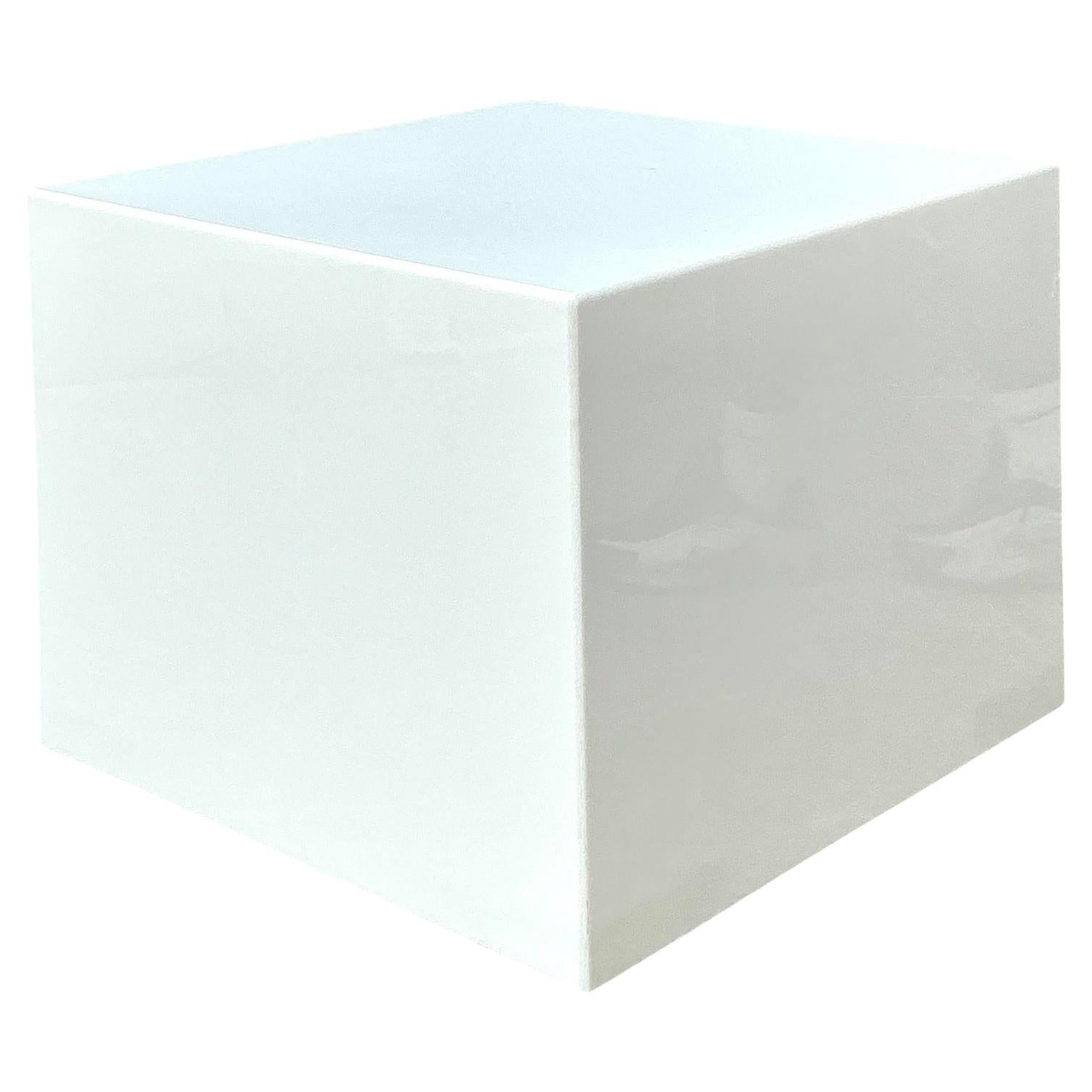 Vintage Postmodern Lucite Box Side Table For Sale