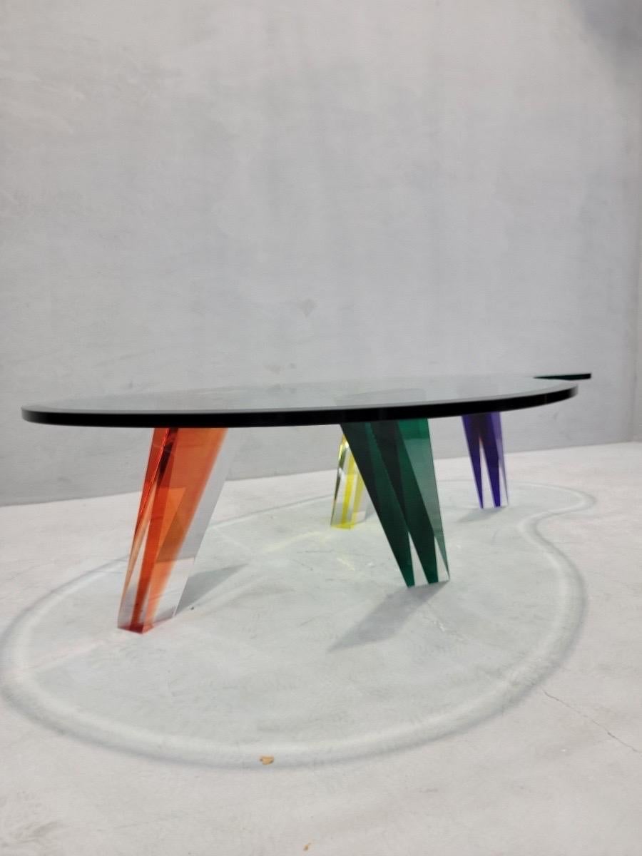Post-Modern Vintage Postmodern Lucite & Glass Coffee Table Styled After Vasa Mihich