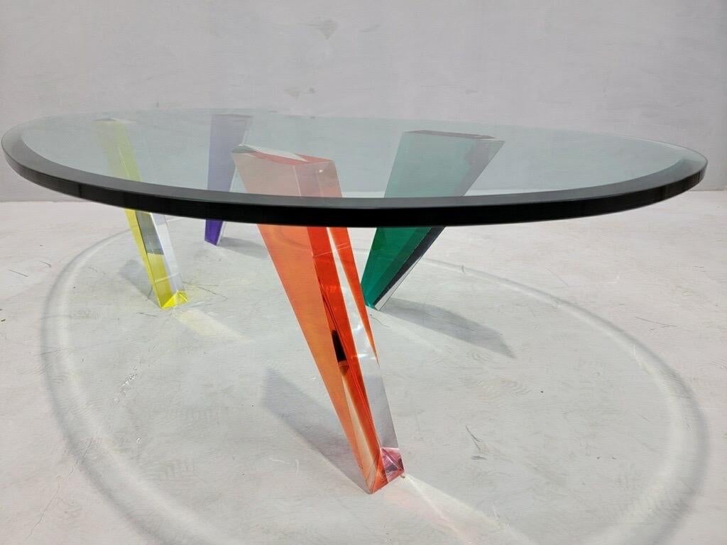 20th Century Vintage Postmodern Lucite & Glass Coffee Table Styled After Vasa Mihich