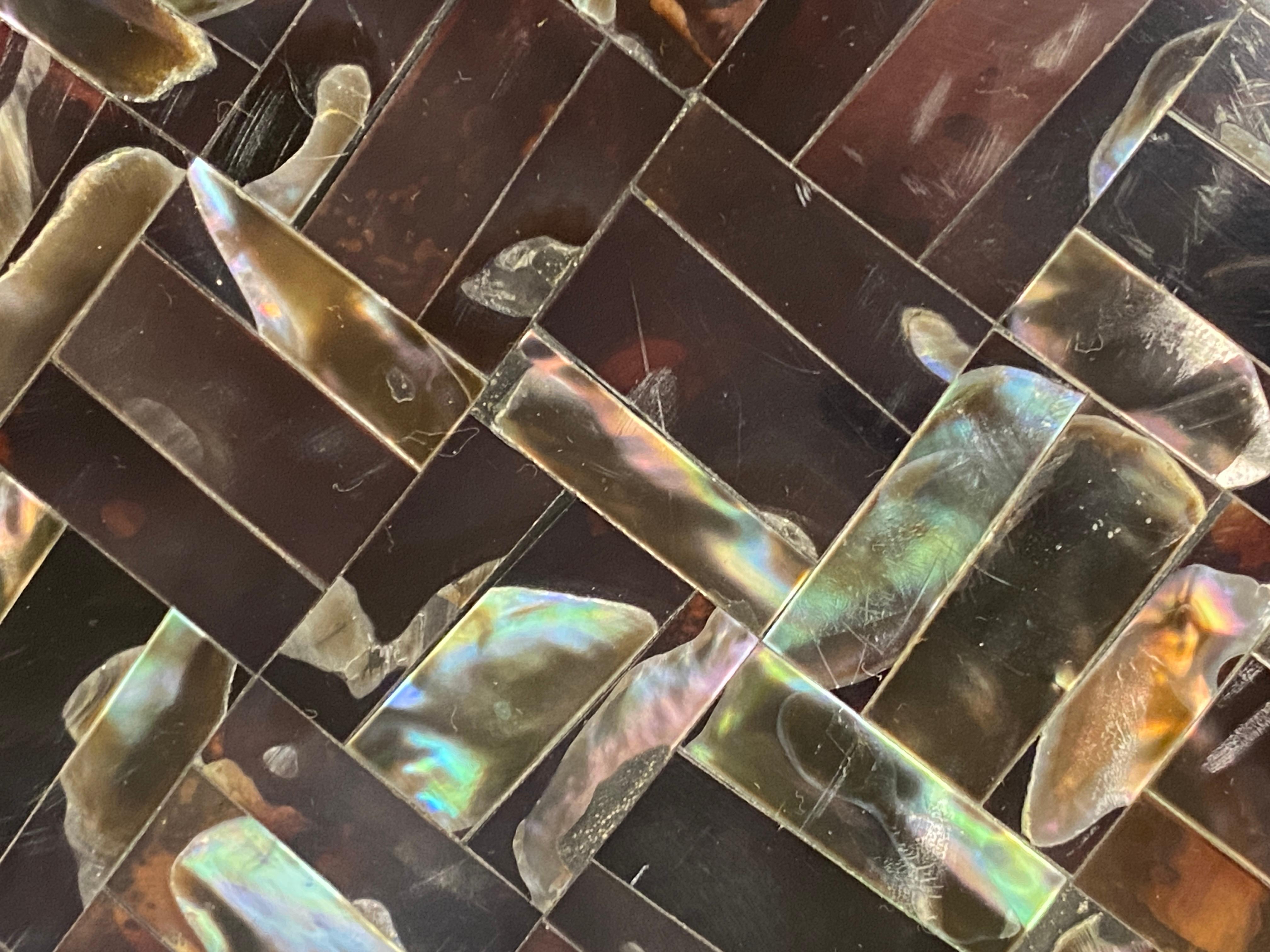 Vintage Postmodern Maitland Smith Tessellated Waterfall Coffee Cocktail Table In Good Condition In Keego Harbor, MI