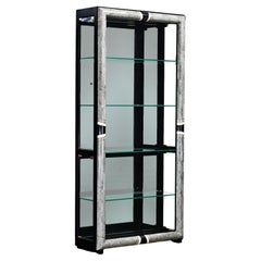 Vintage Postmodern Marble & Glass Lighted Display Cabinet by Pulaski Furniture