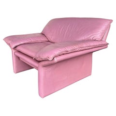 Vintage Postmodern Mauve Leather Lounge Chair