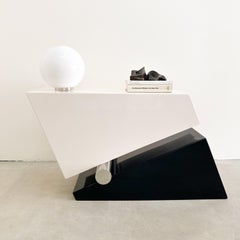 Vintage Postmodern Metal Geometric Sculpture Table Base – Signed 1985