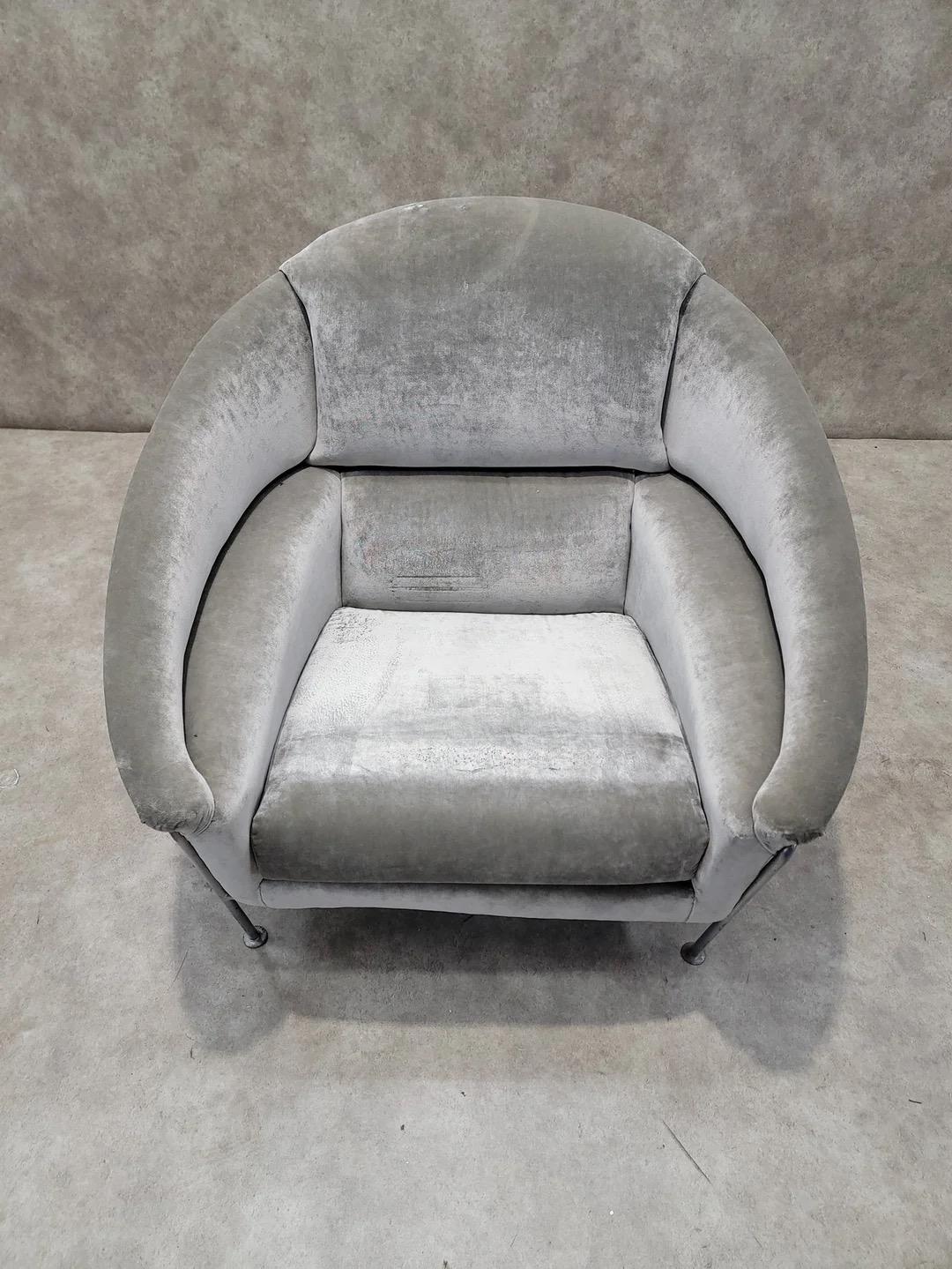 Vintage Postmodern Milo Baughman Boldido Lounge Chair In Velvet For Sale 5