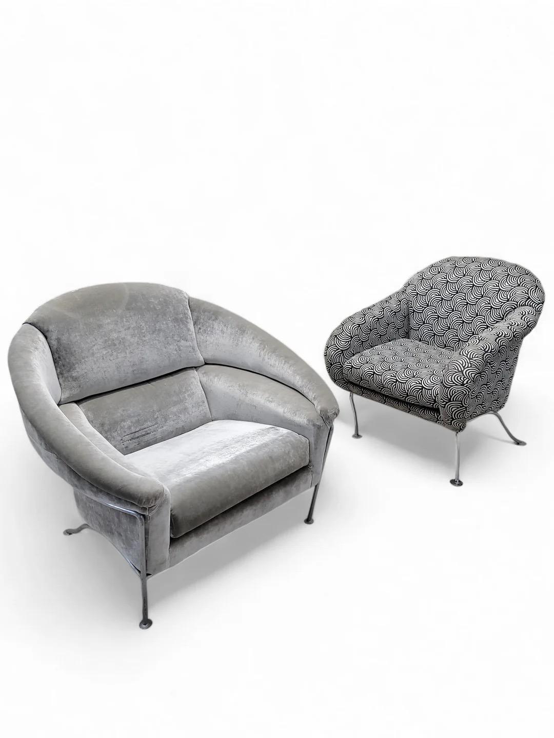 Post-Modern Vintage Postmodern Milo Baughman Boldido Lounge Chair In Velvet For Sale