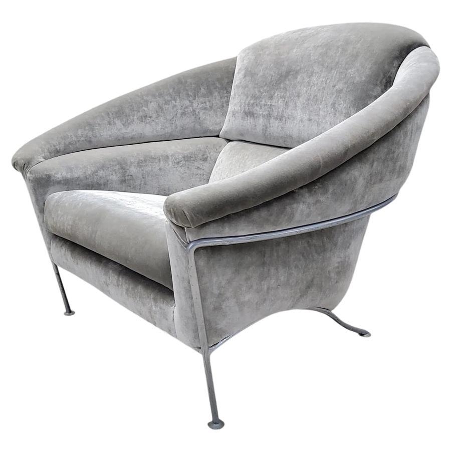 Vintage Postmodern Milo Baughman Boldido Lounge Chair In Velvet For Sale