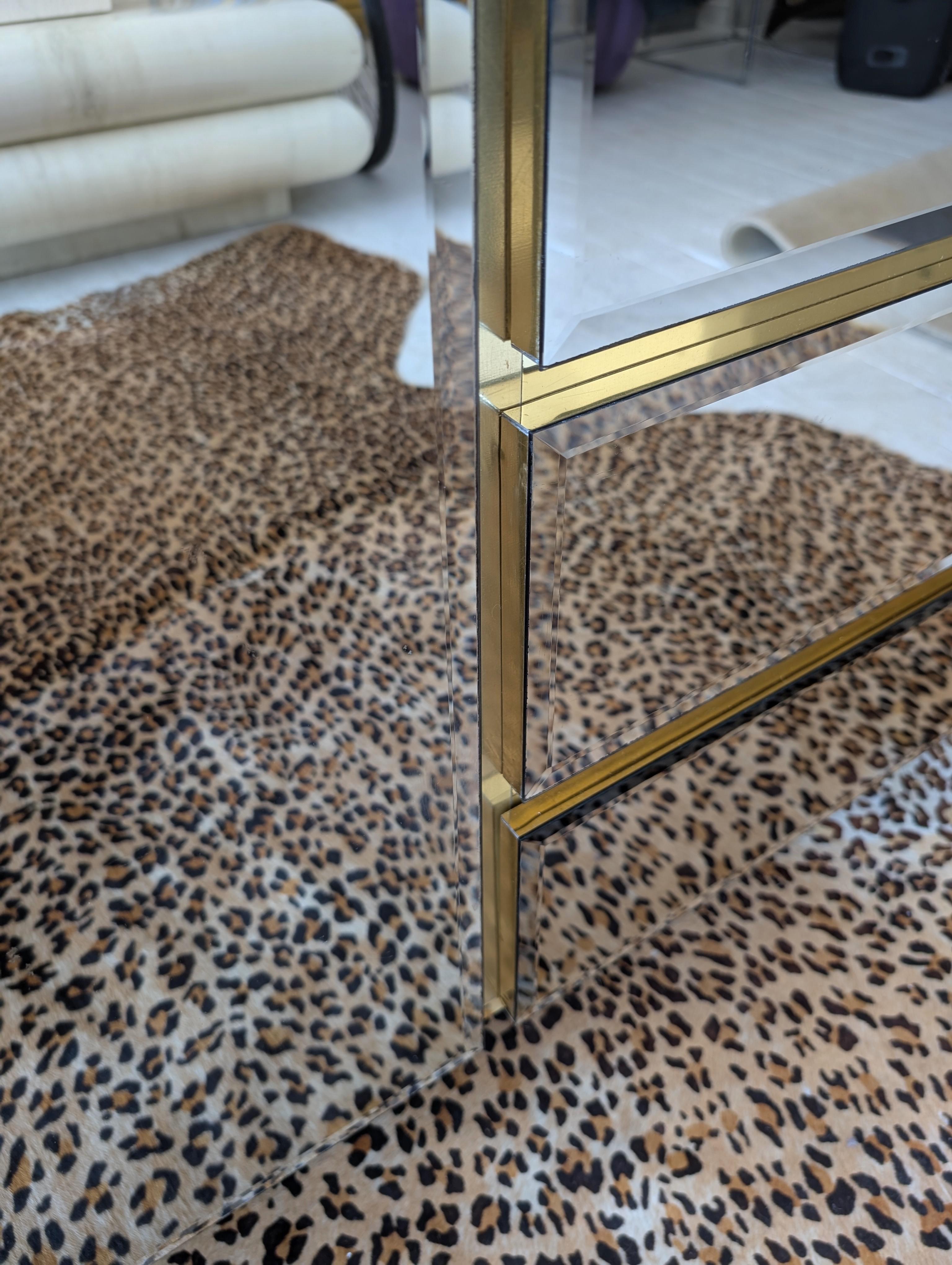 Vintage postmodern mirror glass & gold metal sideboard / dresser, Ello USA 1980s For Sale 10