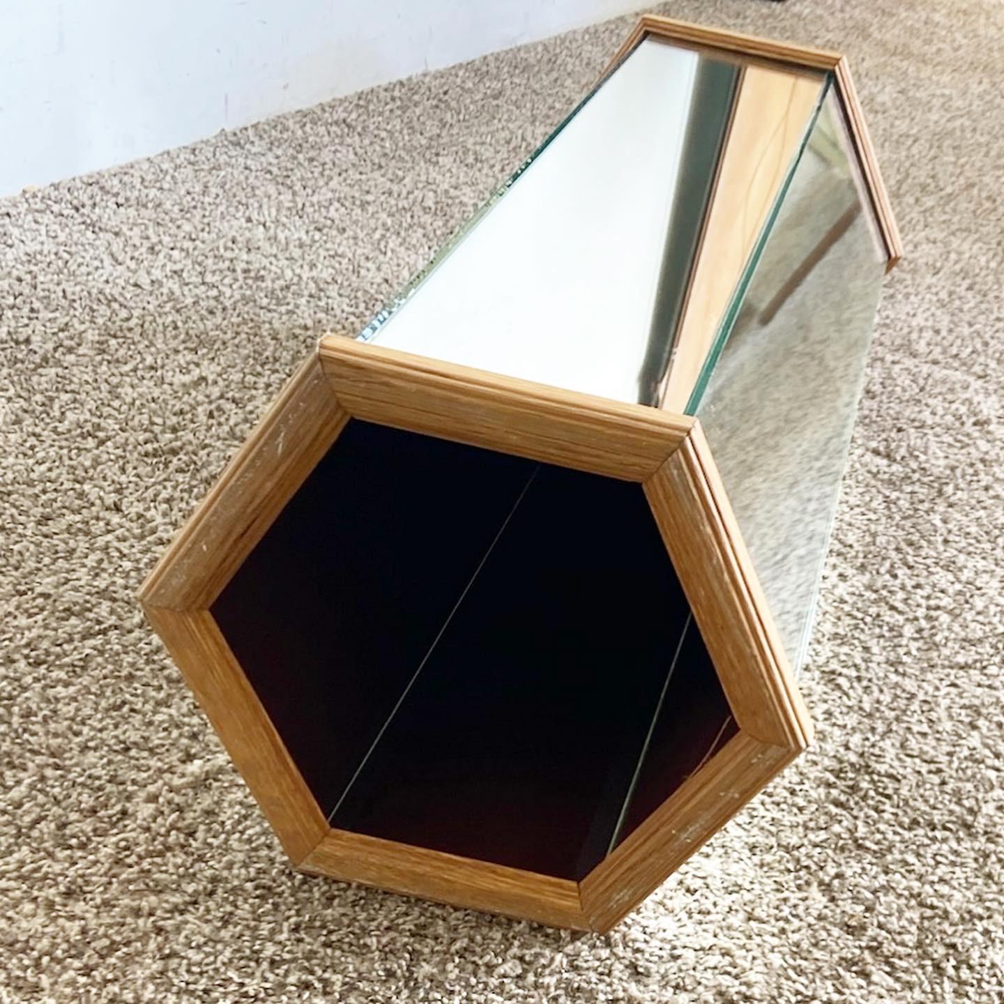 American Postmodern Mirrored Hexagonal Pedestal For Sale