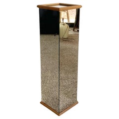 Vintage Postmodern Mirrored Rectangular Prism Pedestal - Unique Design