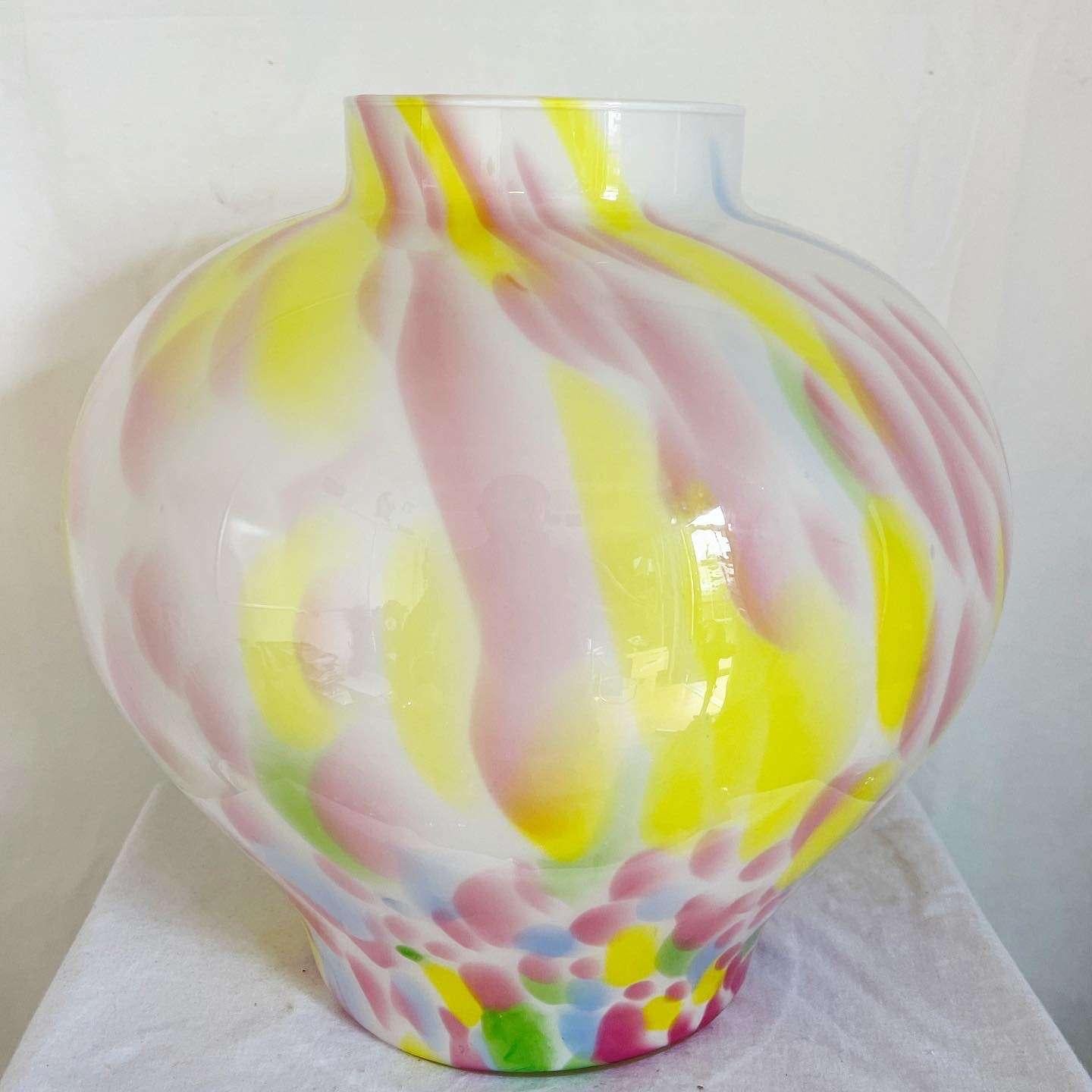 Post-Modern Vintage Postmodern Muddled Multicolor Glass Ginger Jar For Sale