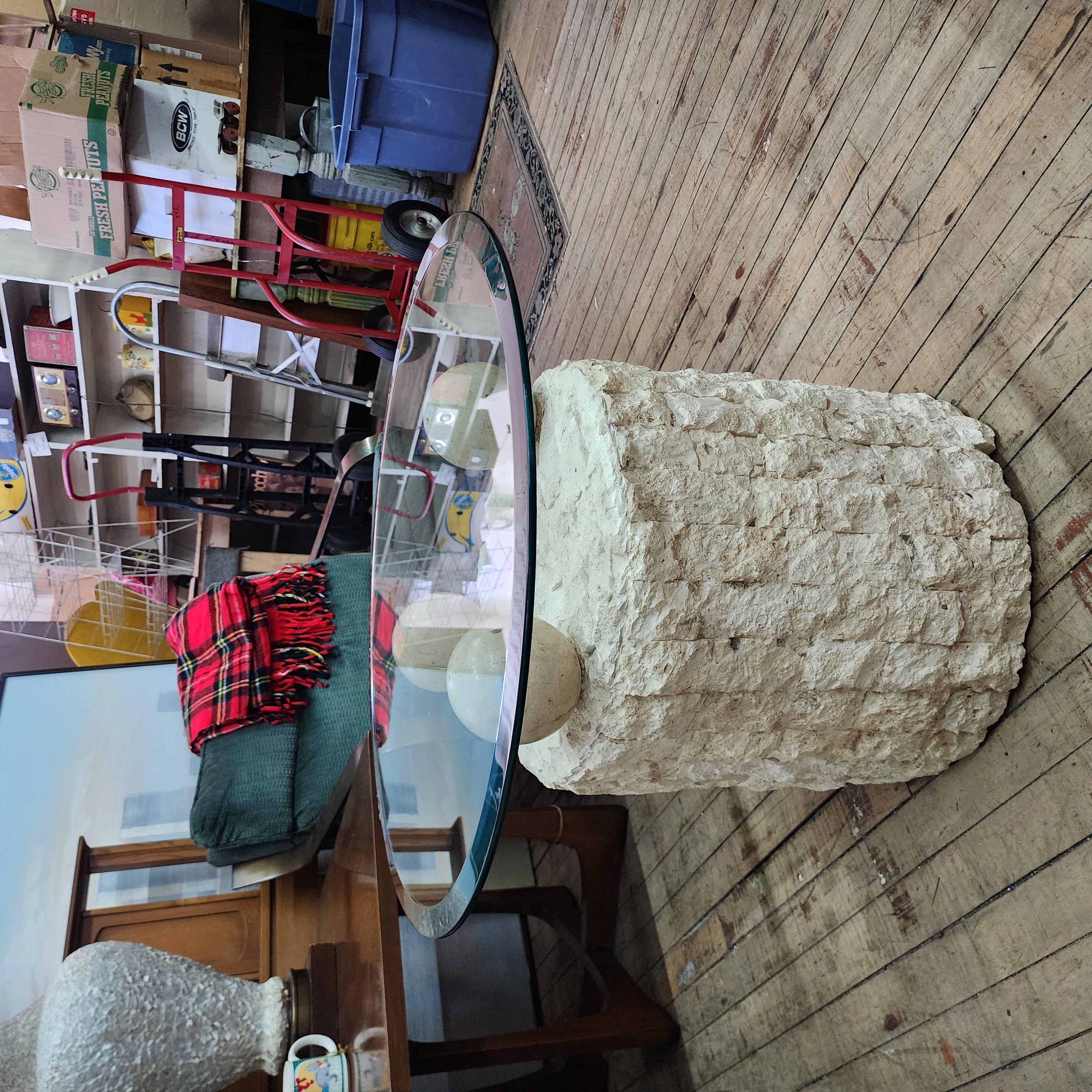 Vintage Postmodern Natural Mactan Stone Side / Coffee Table For Sale 6