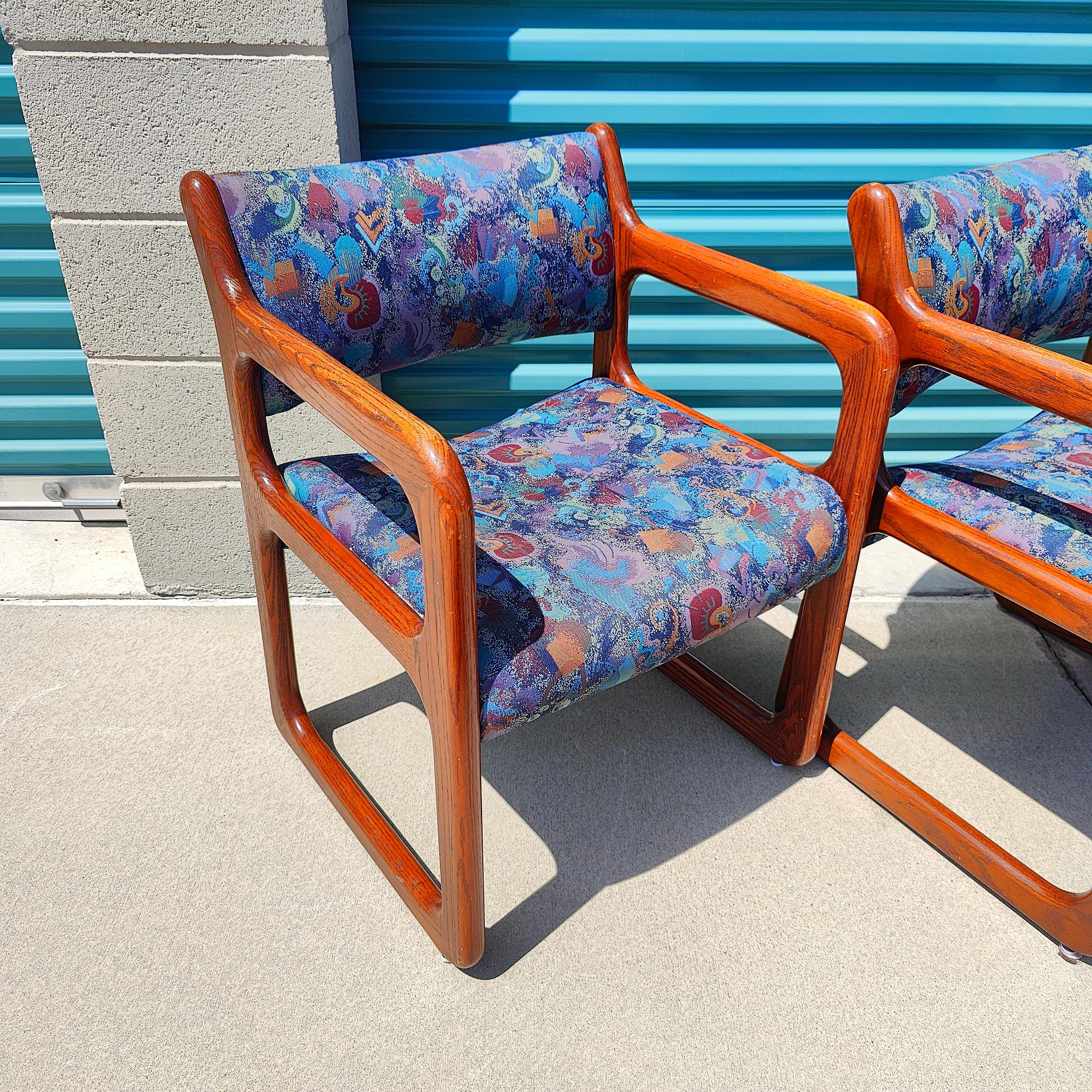 Vintage Postmodern Oak Dining Chairs For Sale 5