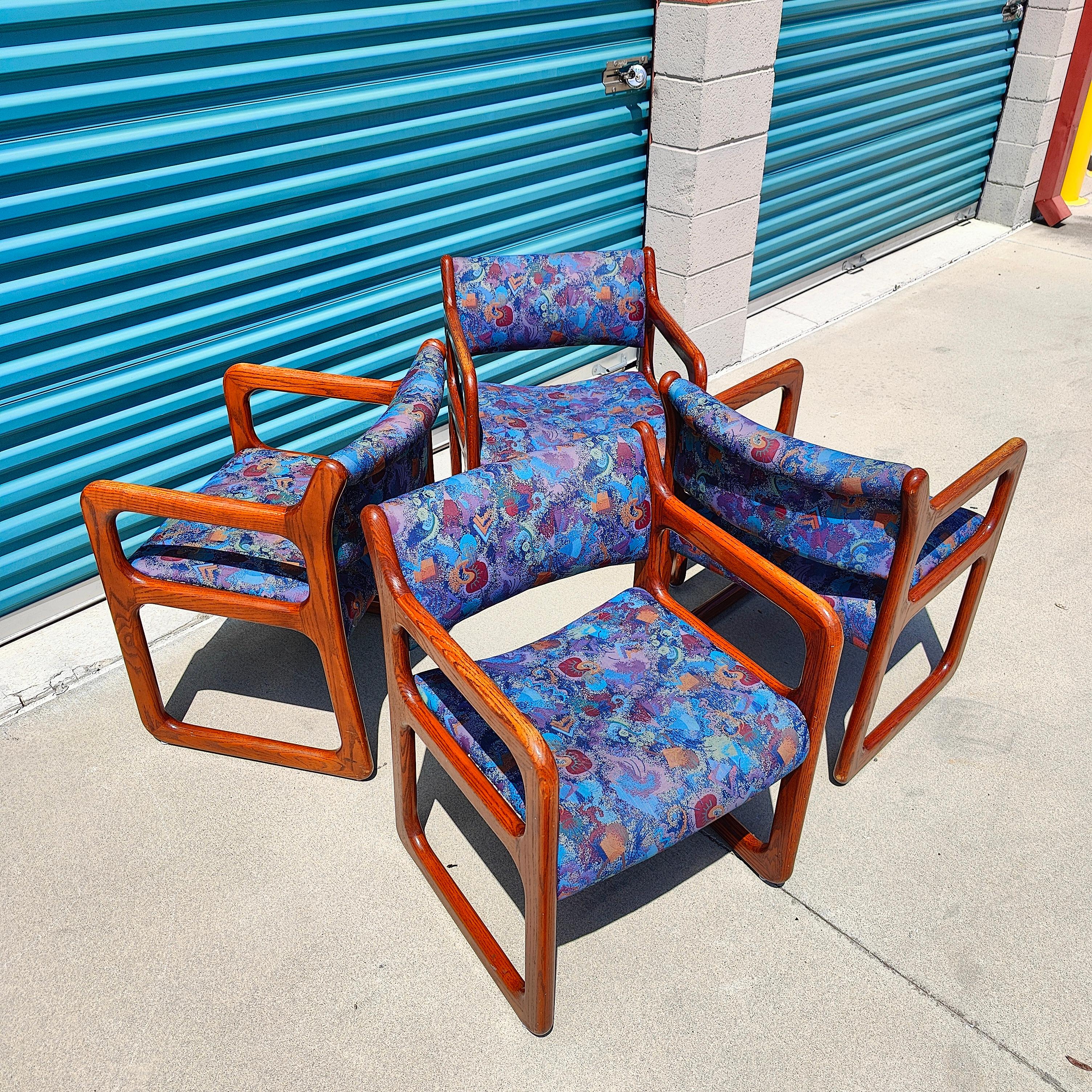 Late 20th Century Vintage Postmodern Oak Dining Chairs For Sale