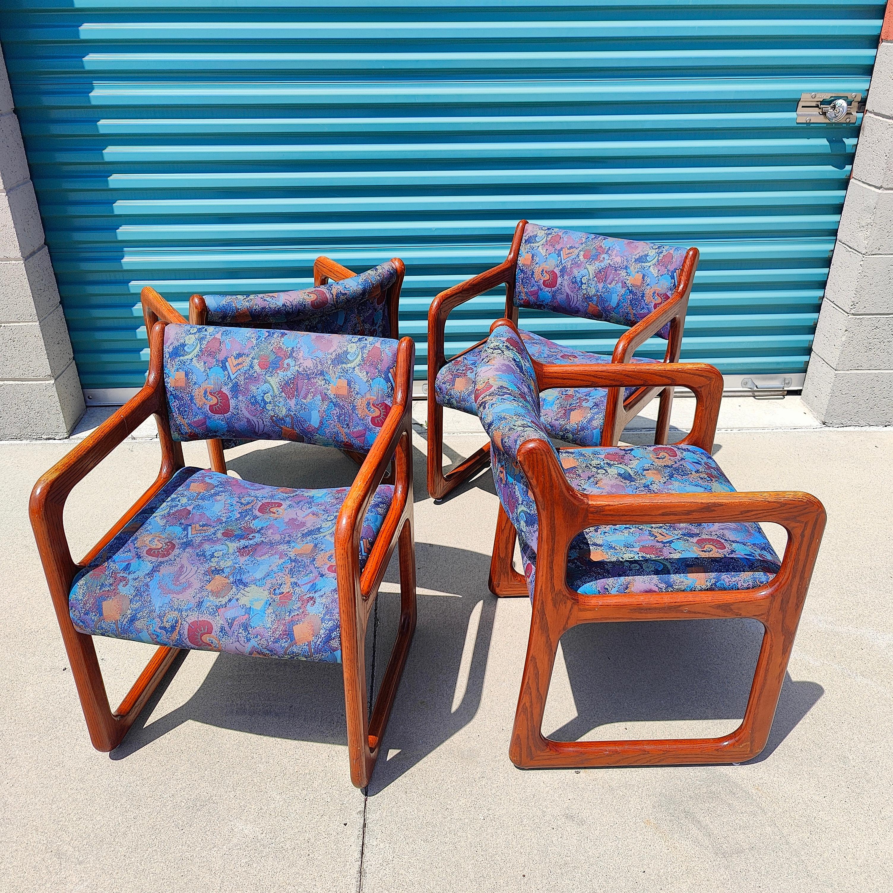 Vintage Postmodern Oak Dining Chairs For Sale 1