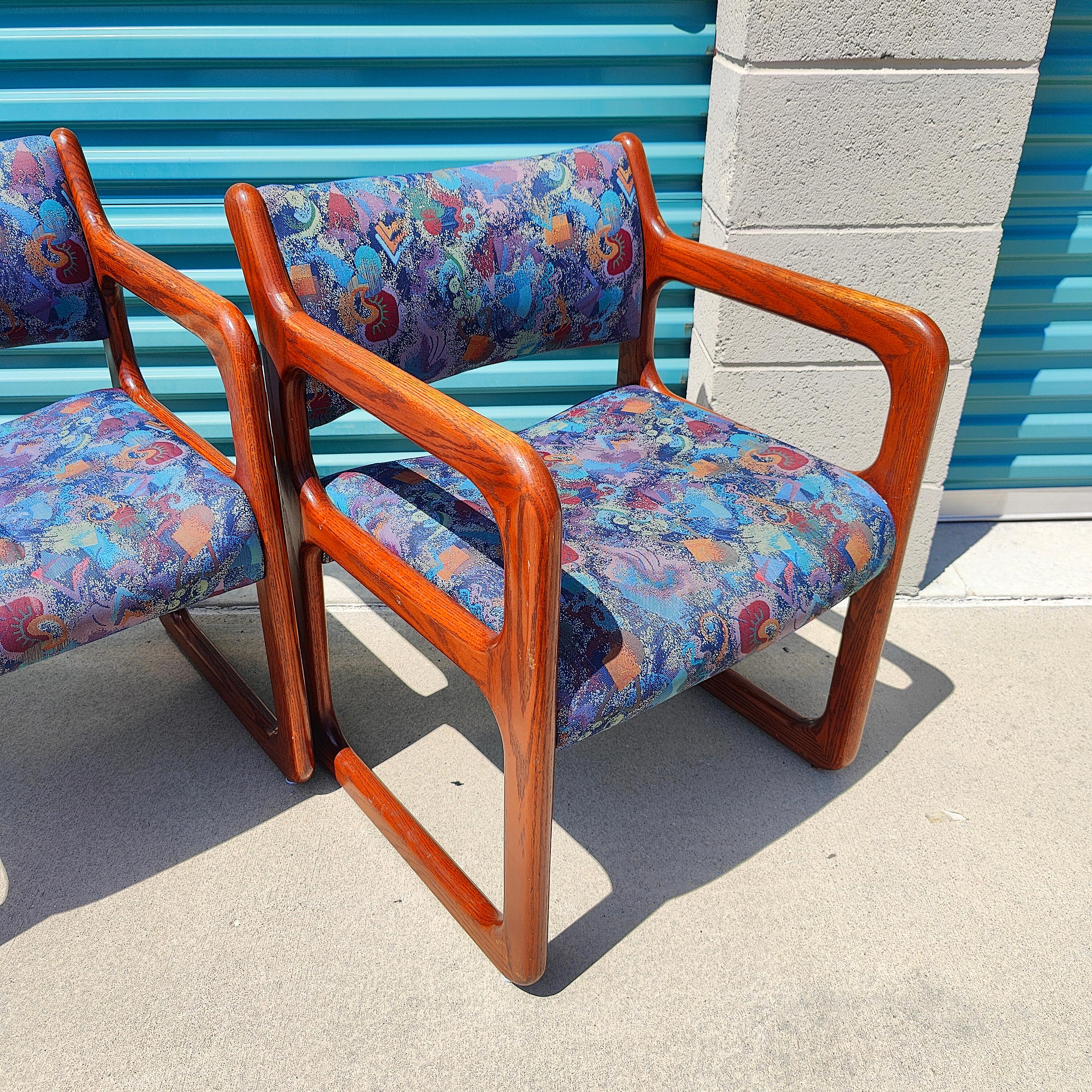 Vintage Postmodern Oak Dining Chairs For Sale 2