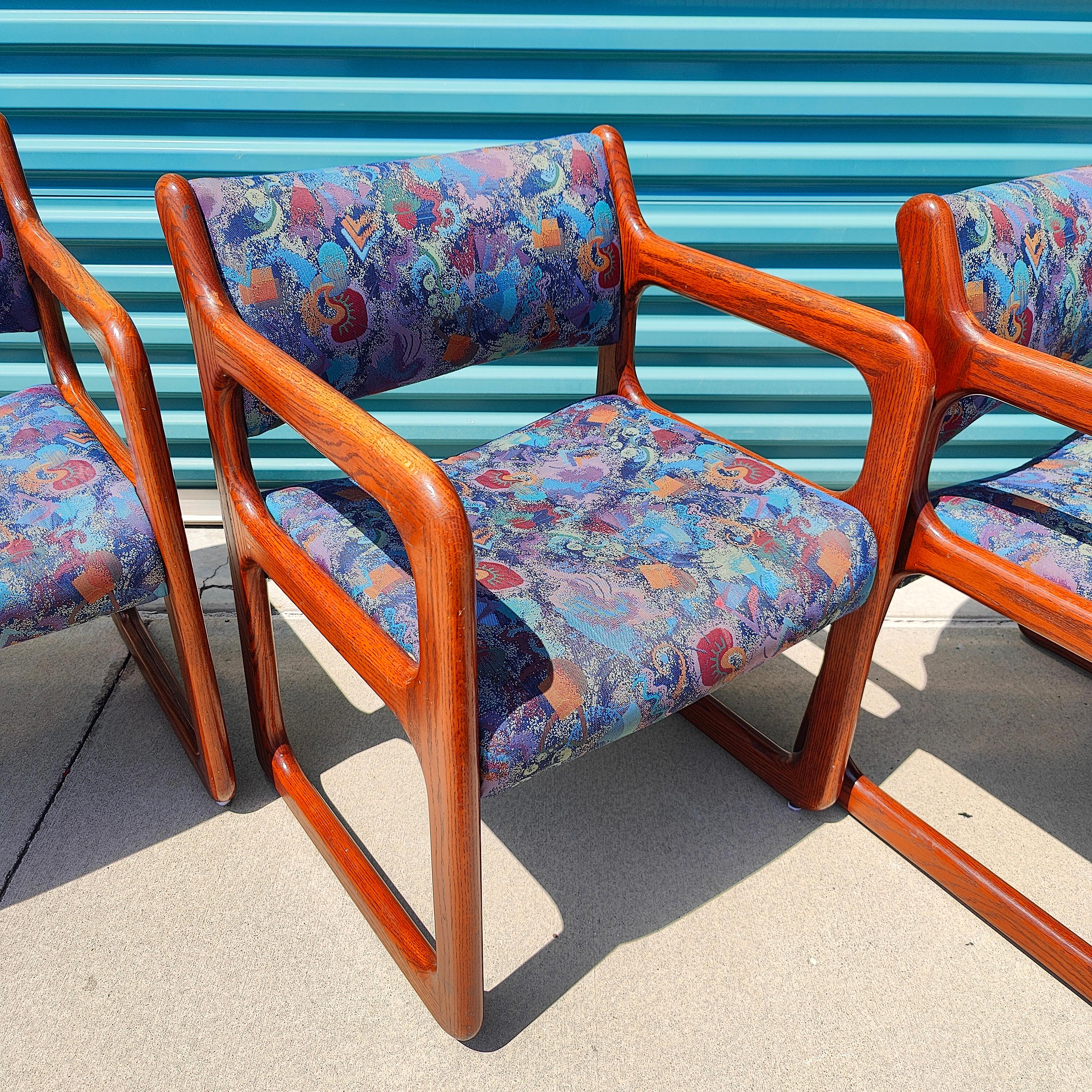 Vintage Postmodern Oak Dining Chairs For Sale 3