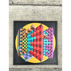 Vintage Postmodern Original Oil Painting on Canvas