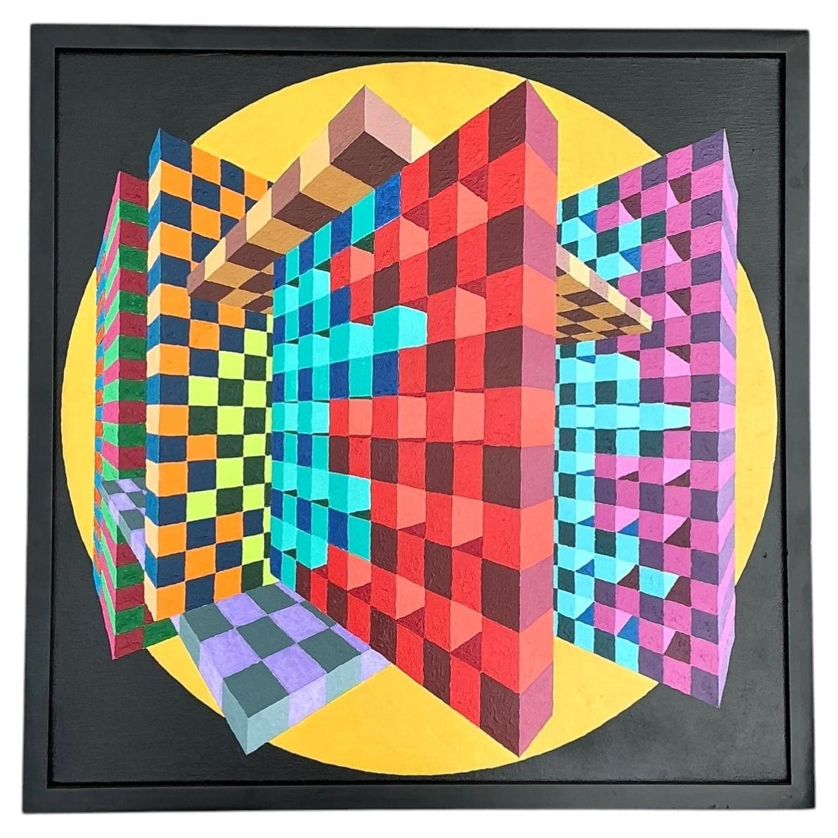 Vintage Postmodern Original Oil Painting on Canvas