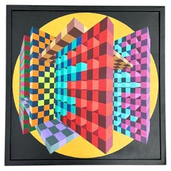 Vintage Postmodern Original Oil Painting on Canvas