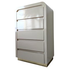 Postmoderne Vintage-Wasserfall-Schubladen aus Laminat in Pfirsich/Rosa/Schwarz/Creme, USA 1980er Jahre