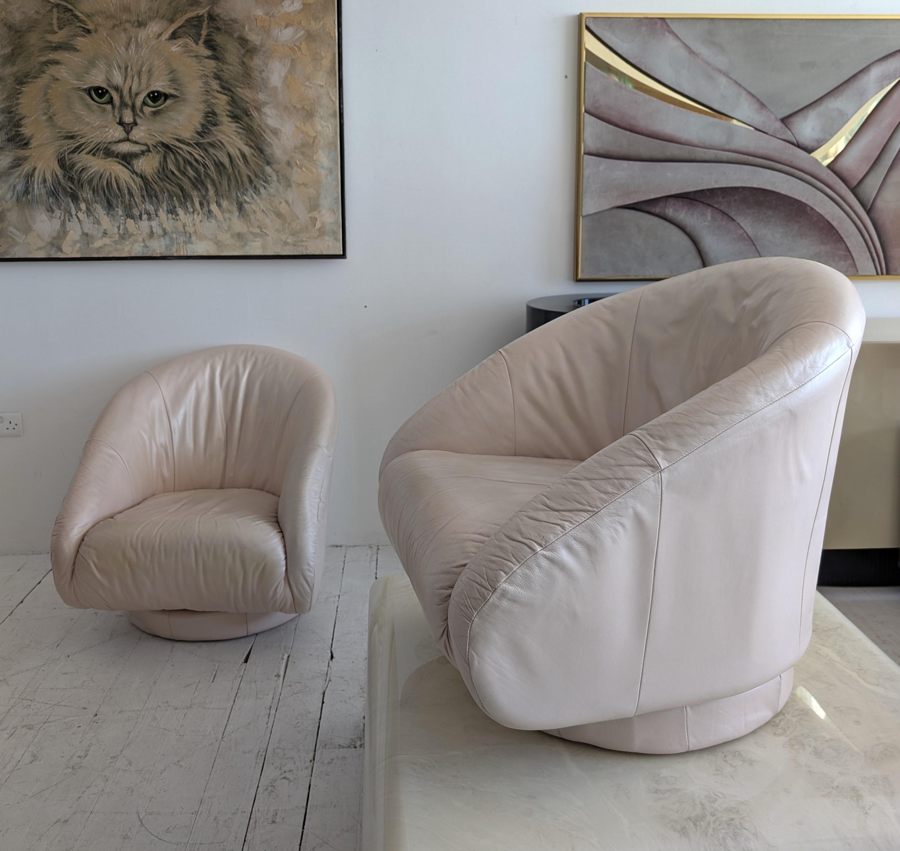 Vintage Postmoderner Dreh-Loungesessel aus rosa perlenbesetztem Leder, Natuzzi 1980er Jahre im Angebot 6