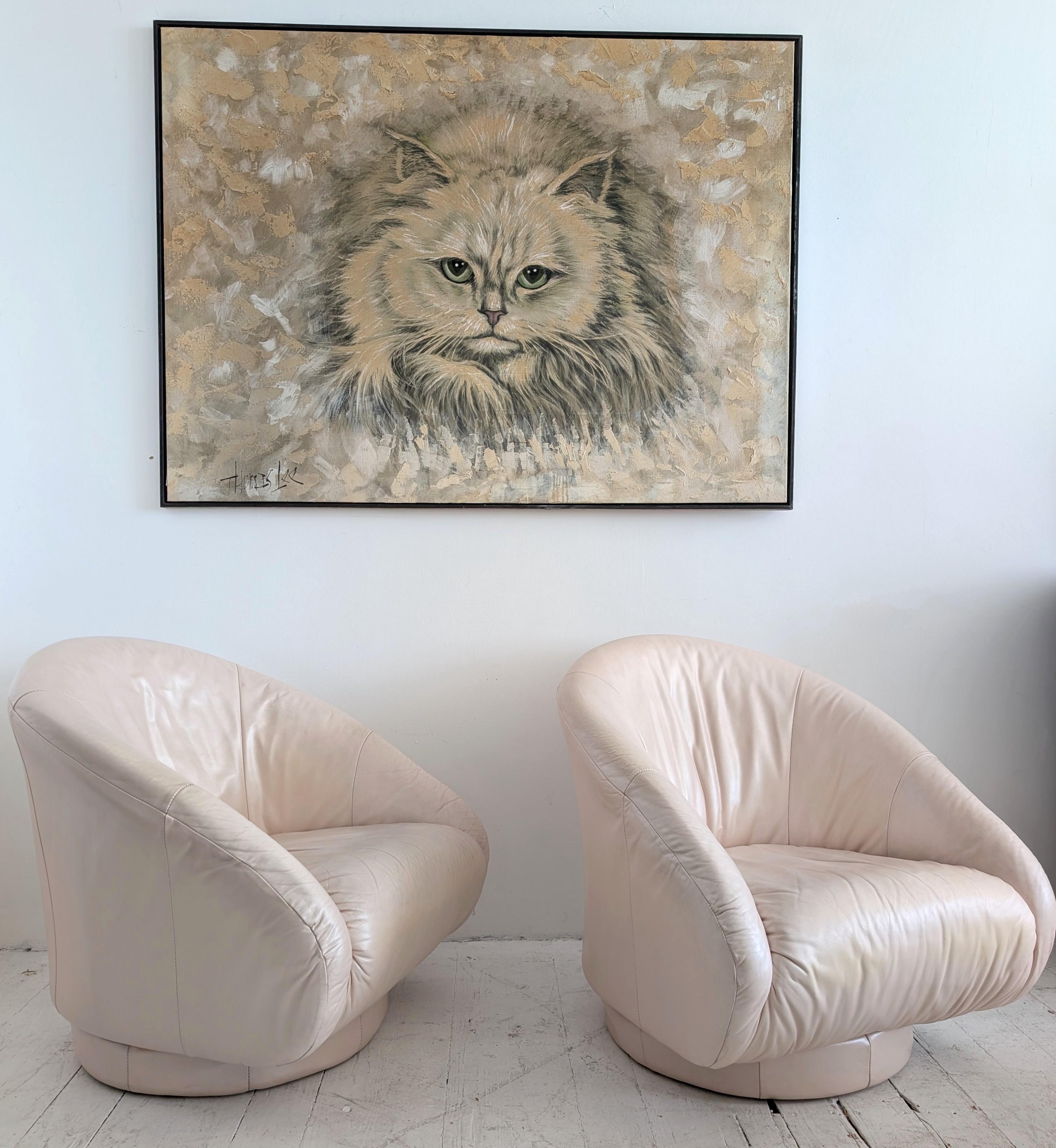 Vintage Postmoderner Dreh-Loungesessel aus rosa perlenbesetztem Leder, Natuzzi 1980er Jahre im Angebot 7