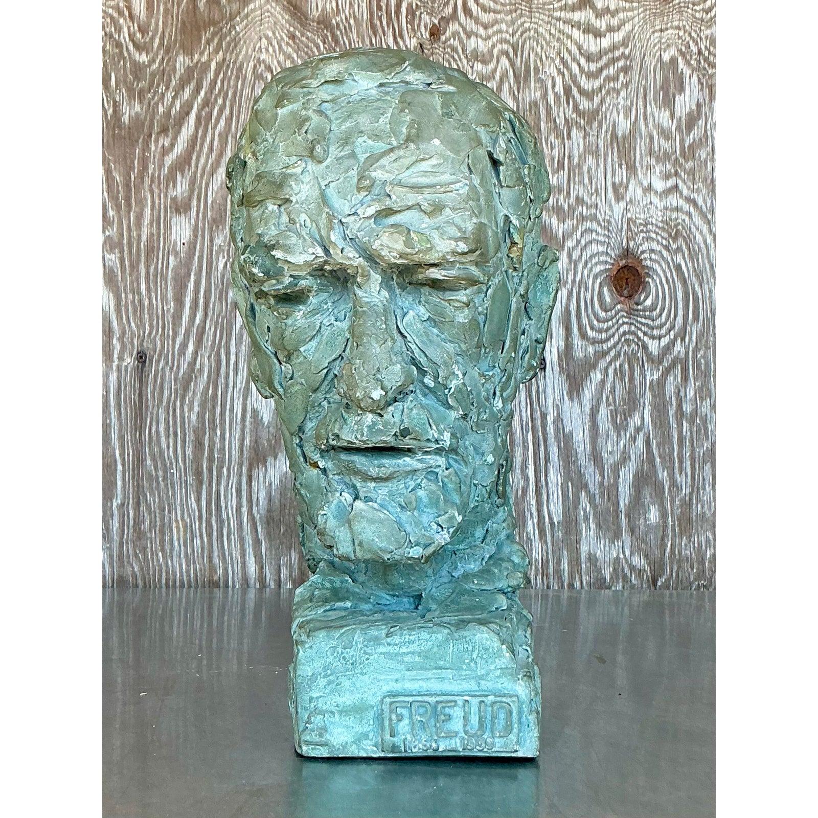 Intonaco Busto in gesso postmoderno vintage di Freud in vendita
