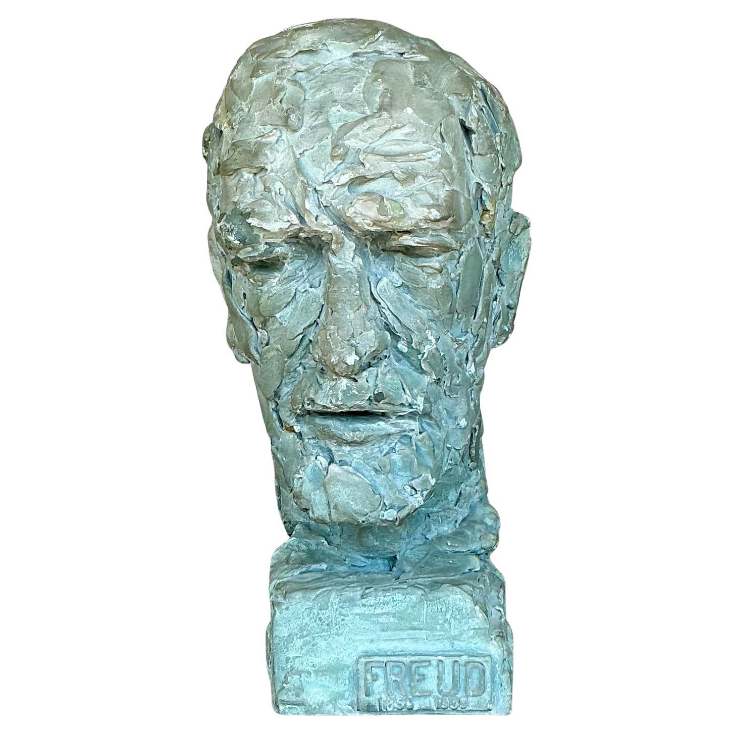 Postmoderne Gipsbüste von Freud aus Gips, Vintage