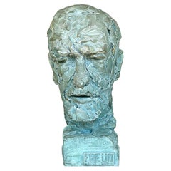 Buste de Freud postmoderne vintage en plâtre