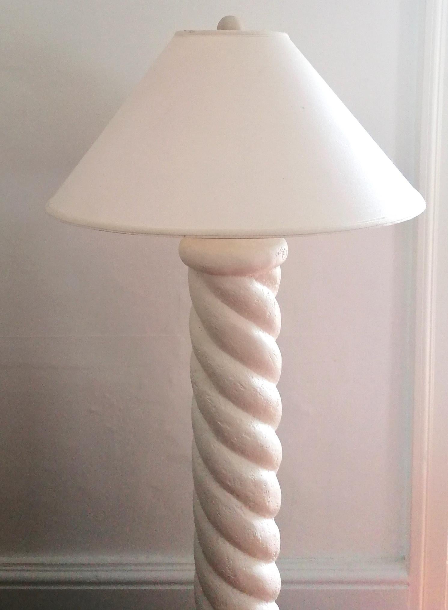 Post-Modern Vintage Postmodern Plaster Spiral Twist Floor Lamp, 1980s American