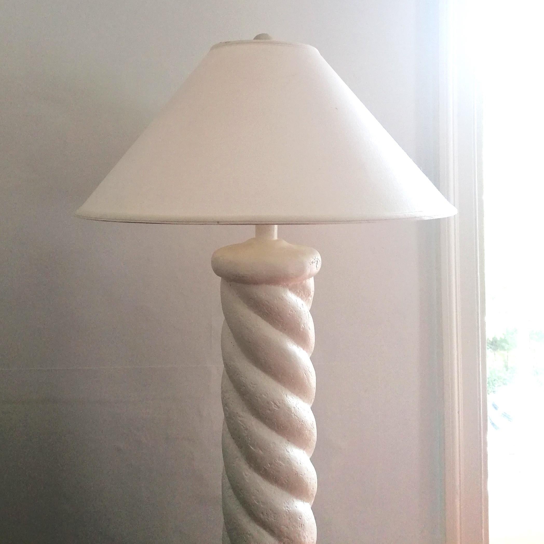 Vintage Postmodern Plaster Spiral Twist Floor Lamp, 1980s American 2