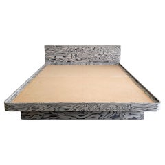 Vintage Postmodern Platform Bed And Headboard With Ettore Sottsass Veneer