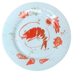 Plato de porcelana postmoderno vintage con decoración de subvención de René Fehr, años 90