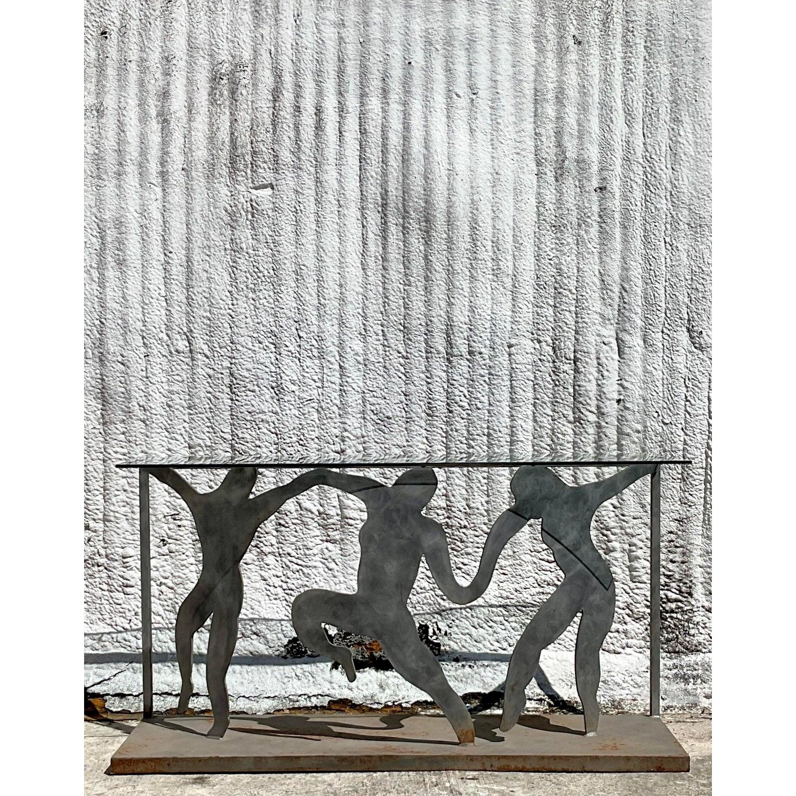 Table console figurative vintage postmoderne taillée en punch en vente 5