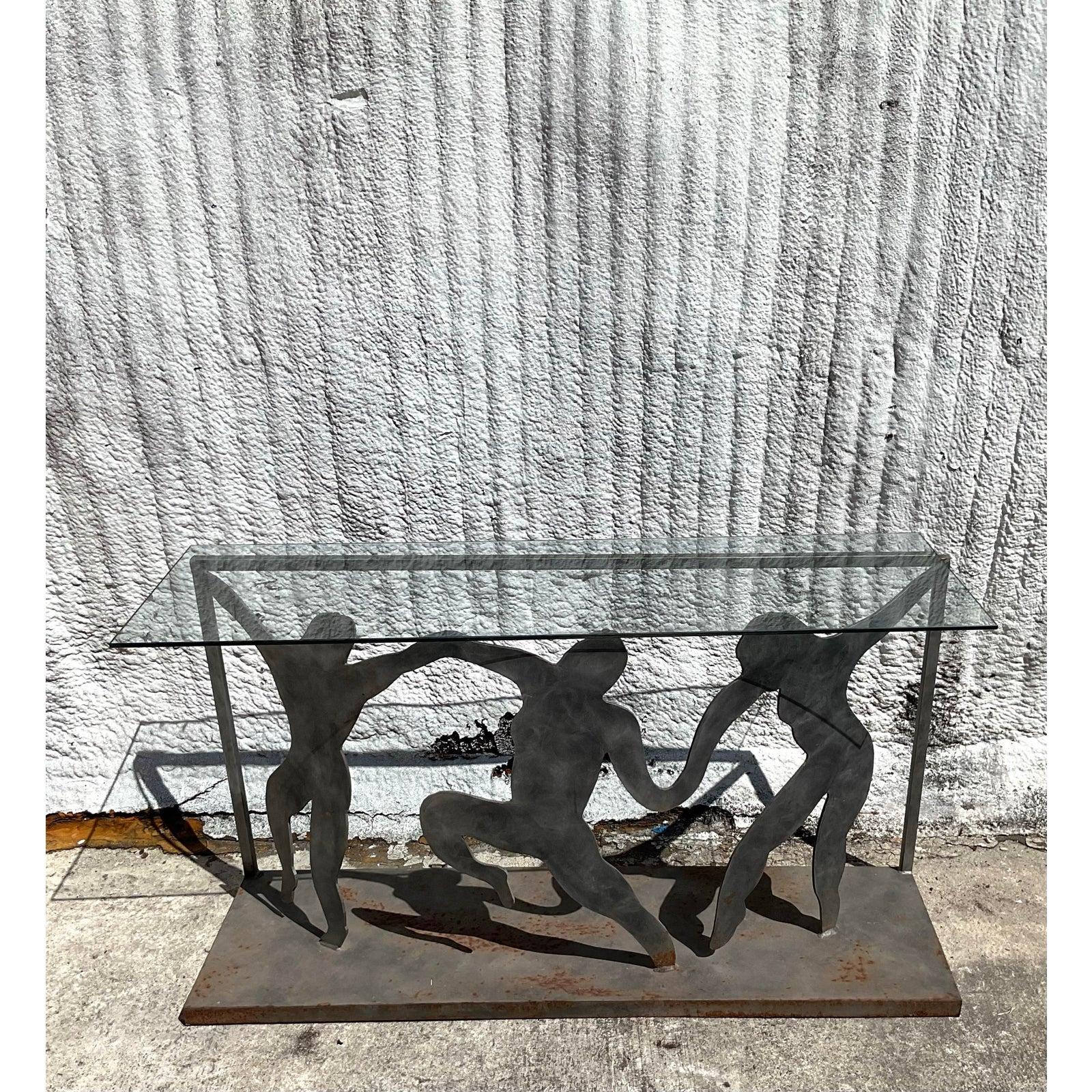 20ième siècle Table console figurative vintage postmoderne taillée en punch en vente