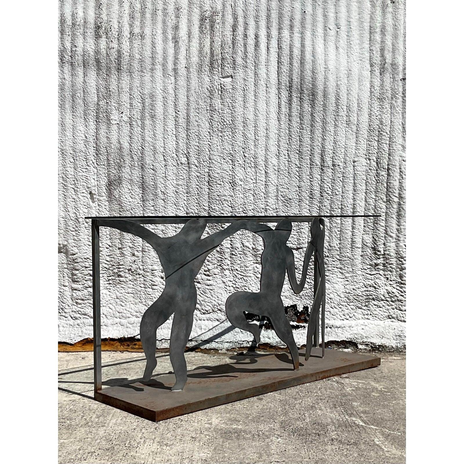 Table console figurative vintage postmoderne taillée en punch en vente 1