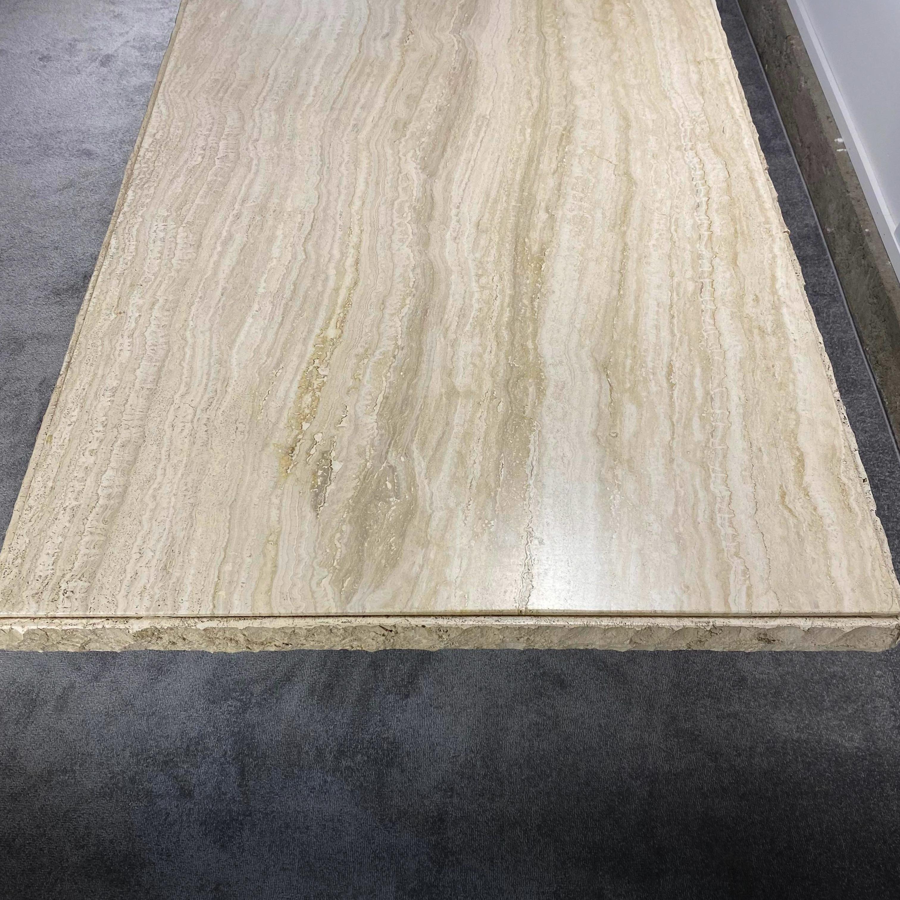 Vintage Postmodern Raw Edge Travertine Dining Table In Excellent Condition In Chino Hills, CA