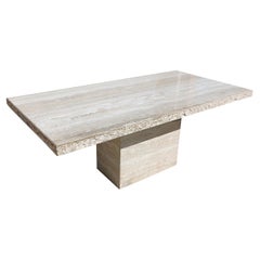 Vintage Postmodern Raw Edge Travertine Dining Table
