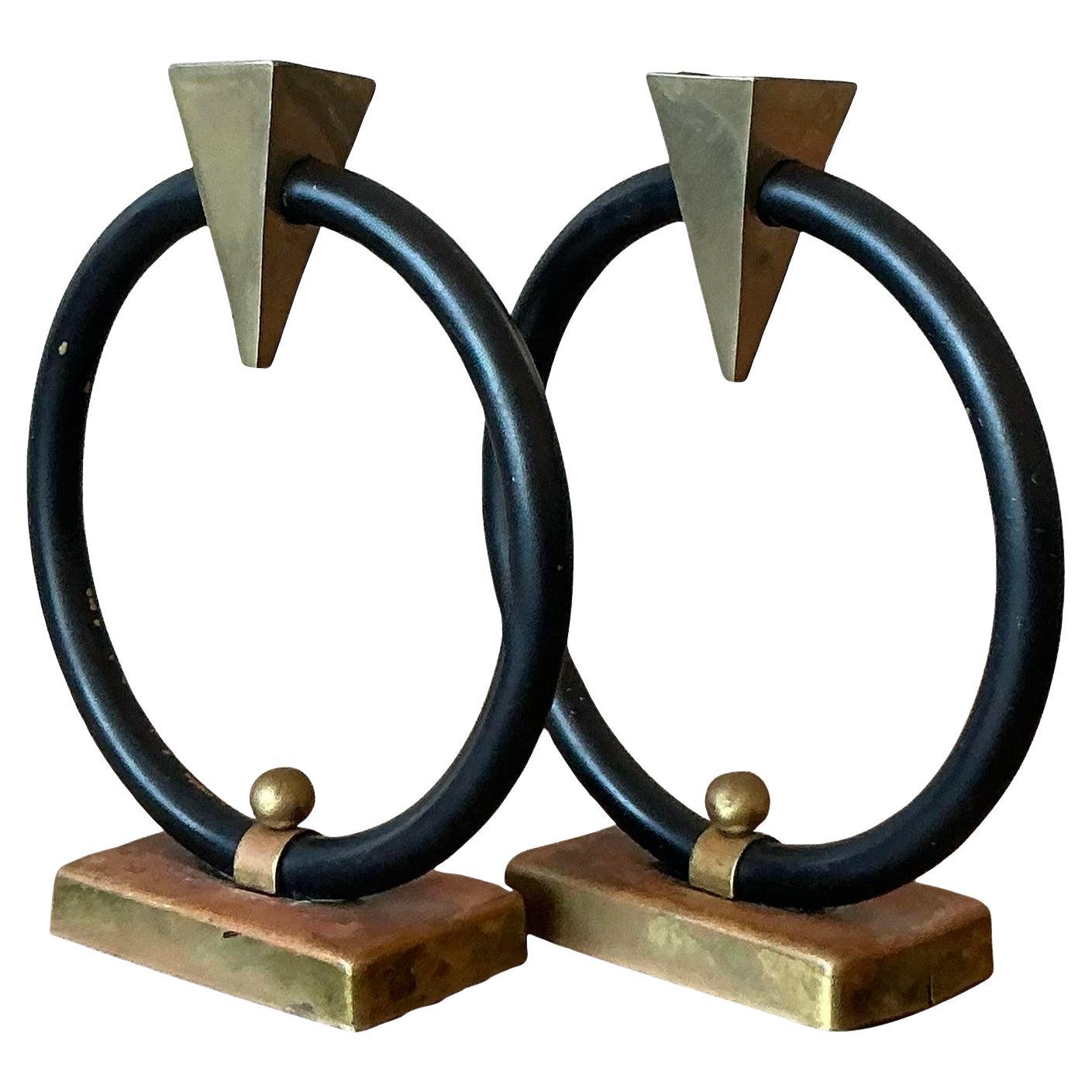 Portacandele ad anello postmoderno vintage - una coppia