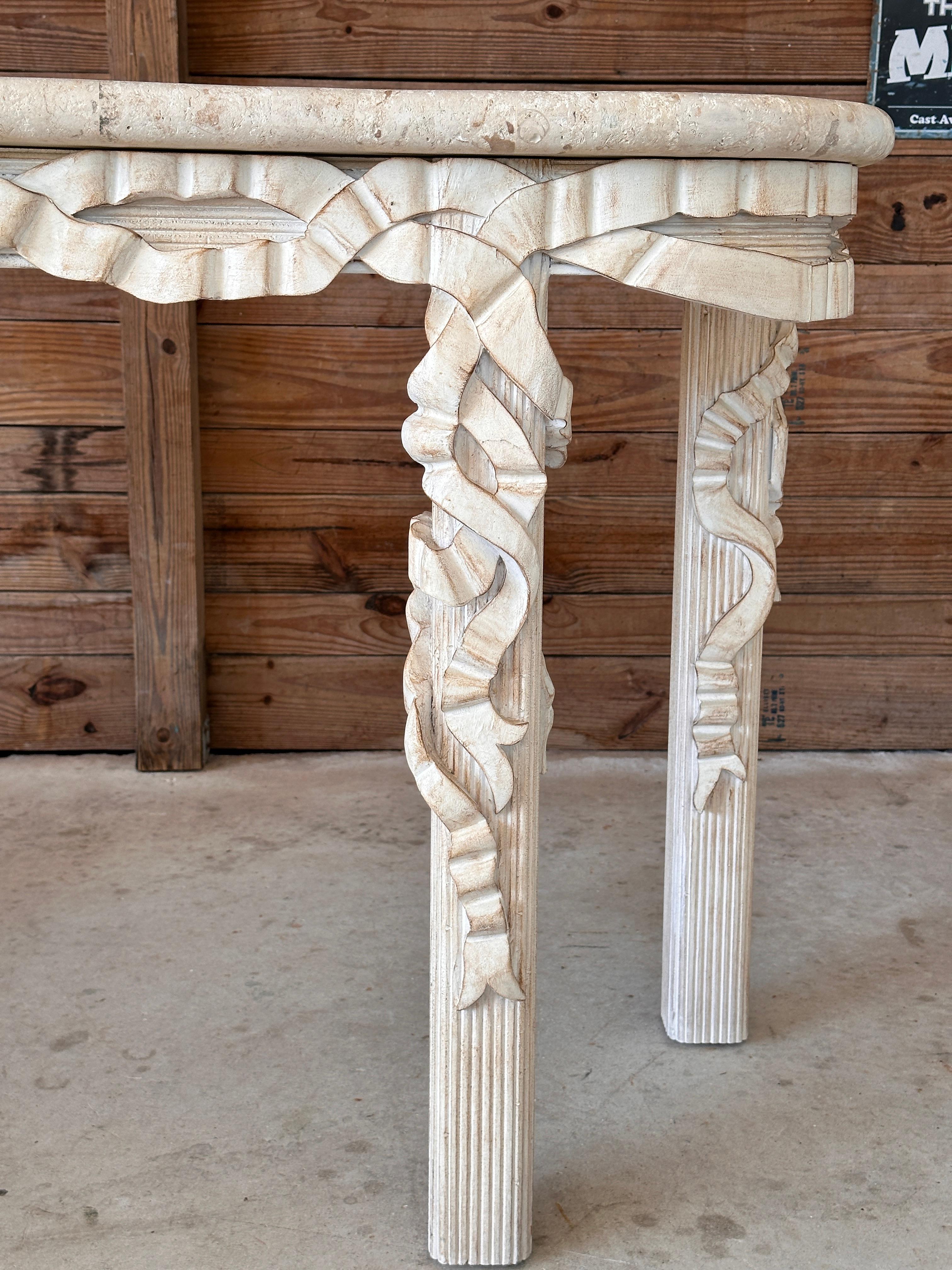 Vintage Postmoderne Skulptur geschnitzt Ribbon vergewaltigt Reed Konsolentisch im Angebot 6