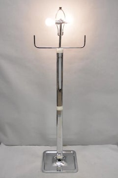 Vintage Postmodern A Silver Chrome Metal Sculptural Modernist Pole Floor Lamp