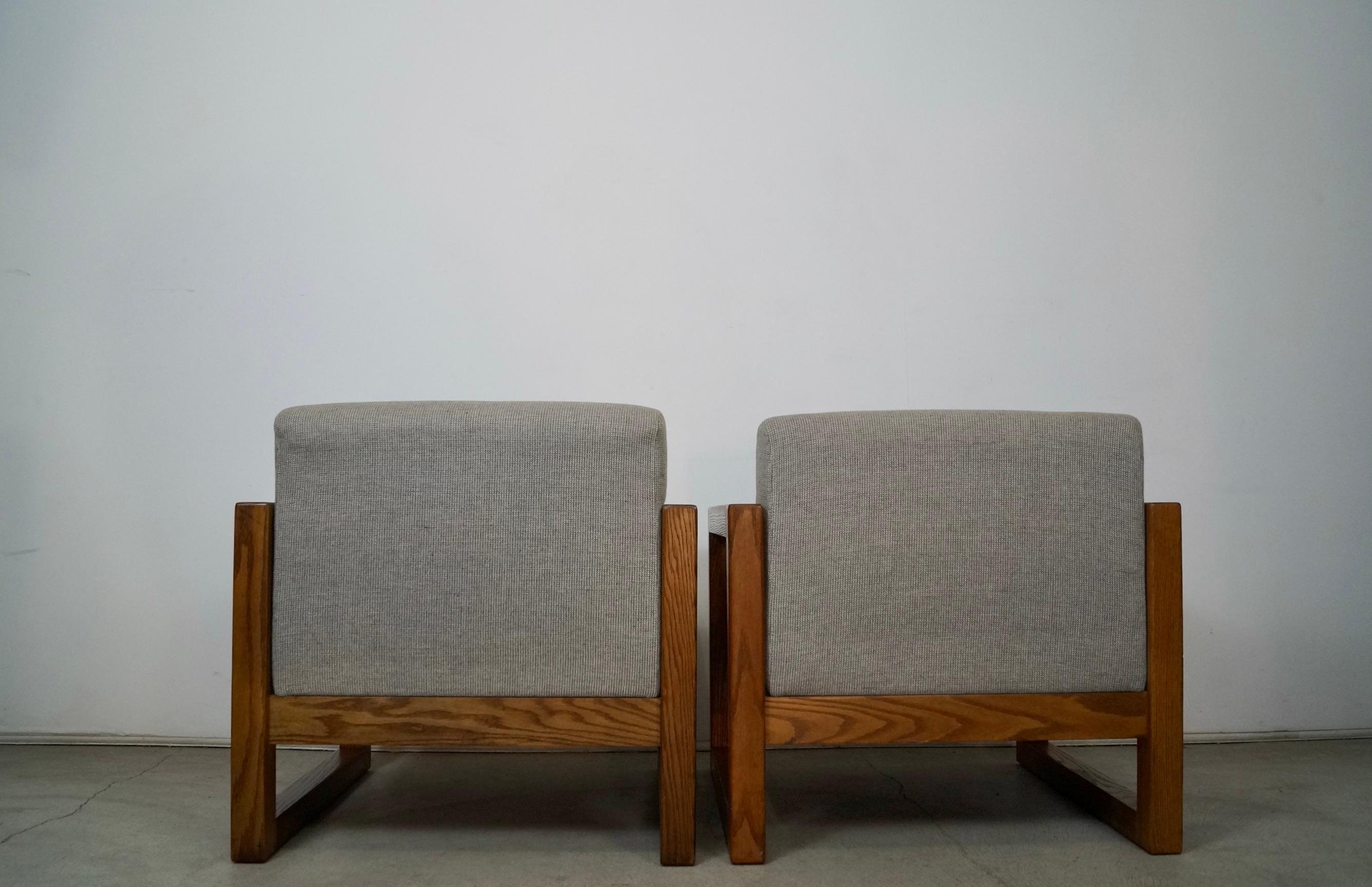 Vintage Postmodern Solid Oak Cube Lounge Chairs - a Pair 1