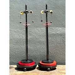 Vintage Postmodern Stacked Disc Lamps - A Pair